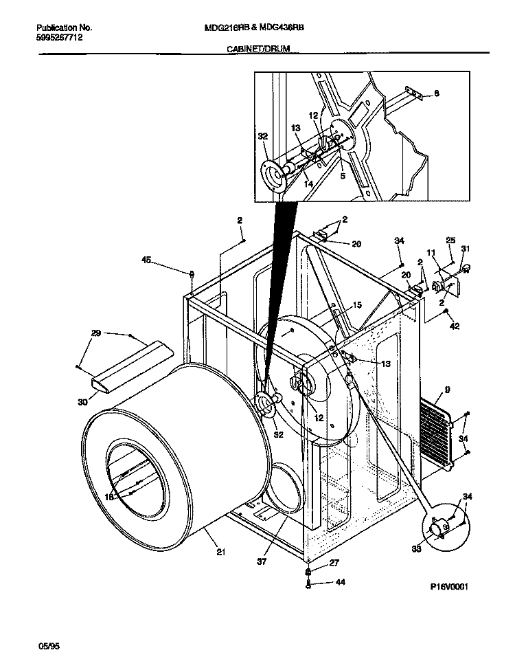 CABINET / DRUM Diagram and Parts List for  Kelvinator Dryer