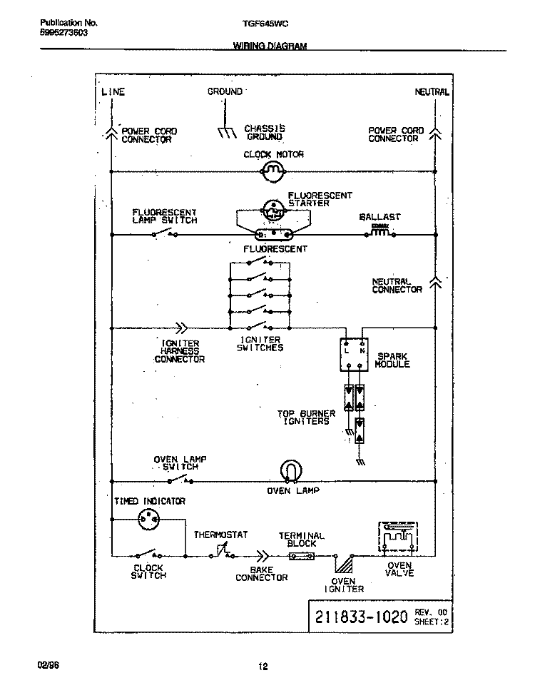 WIRING DIAGRAM Diagram and Parts List for  Tappan Range