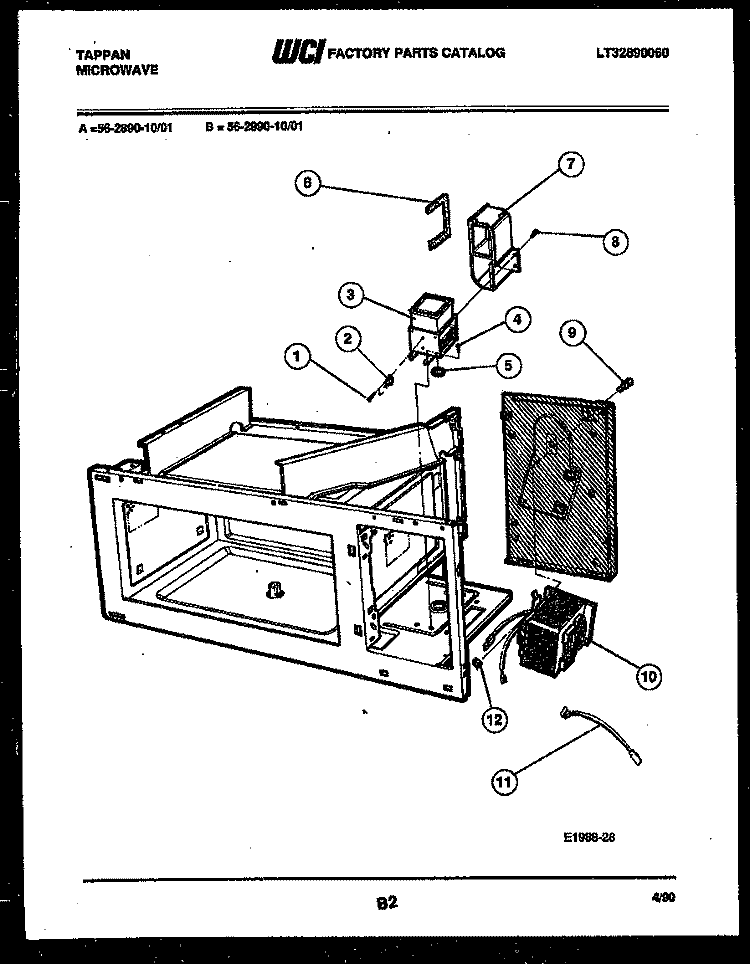 POWER CONTROL Diagram and Parts List for  Tappan Microwave