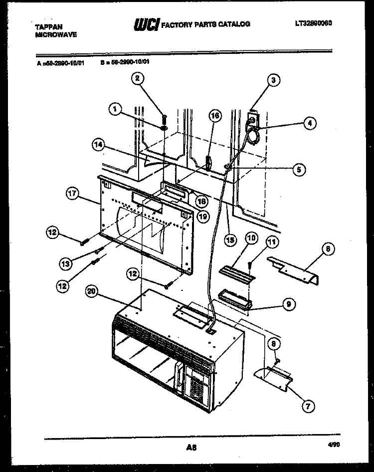 OUTER BODY PARTS Diagram and Parts List for  Tappan Microwave