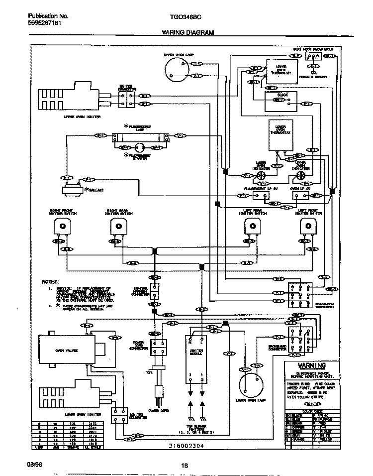 WIRING DIAGRAM Diagram and Parts List for  Tappan Range