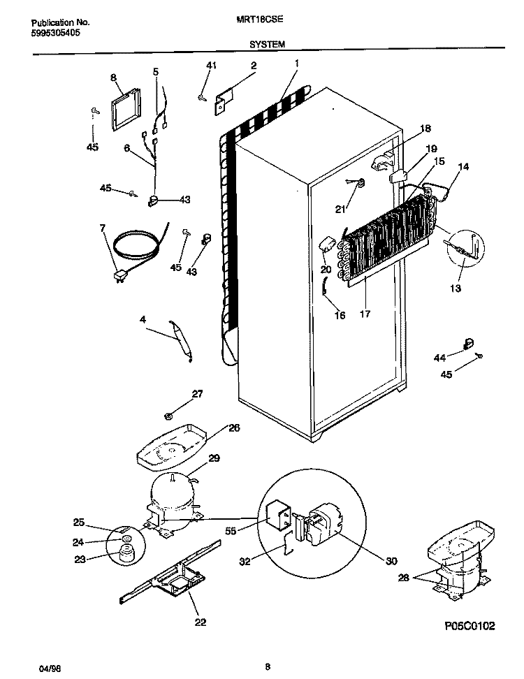 SYSTEM Diagram and Parts List for MRT18CSEW3  Uni Refrigerator