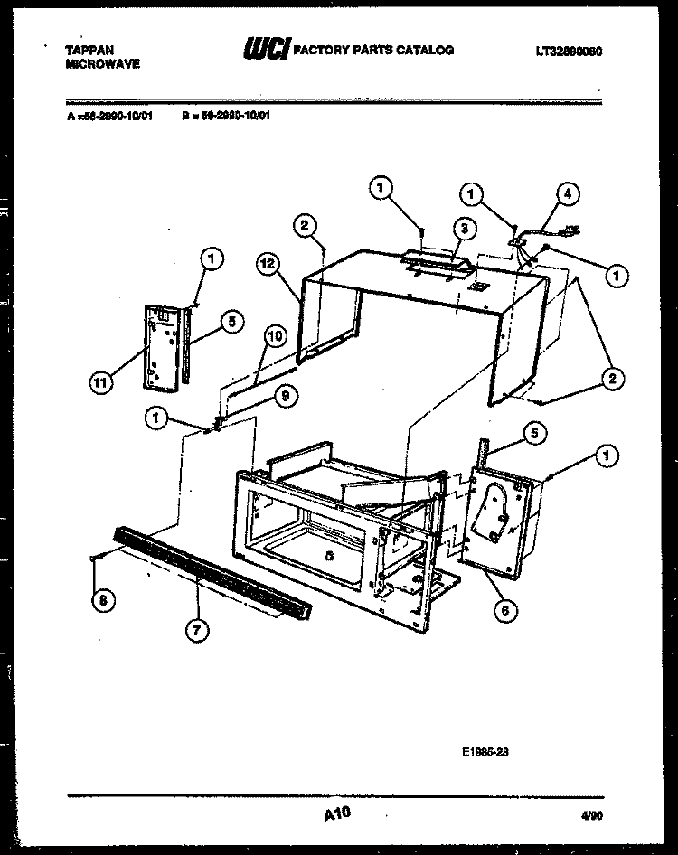 WRAPPER AND BODY PARTS Diagram and Parts List for  Tappan Microwave