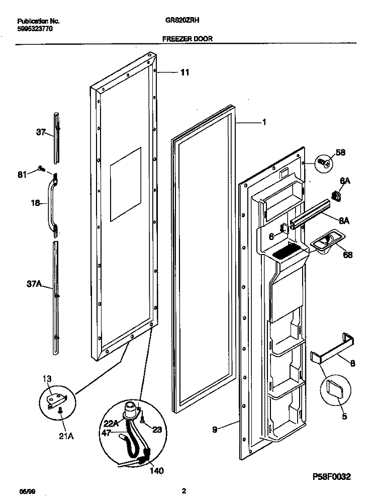 FREEZER DOOR Diagram and Parts List for  Gibson Refrigerator