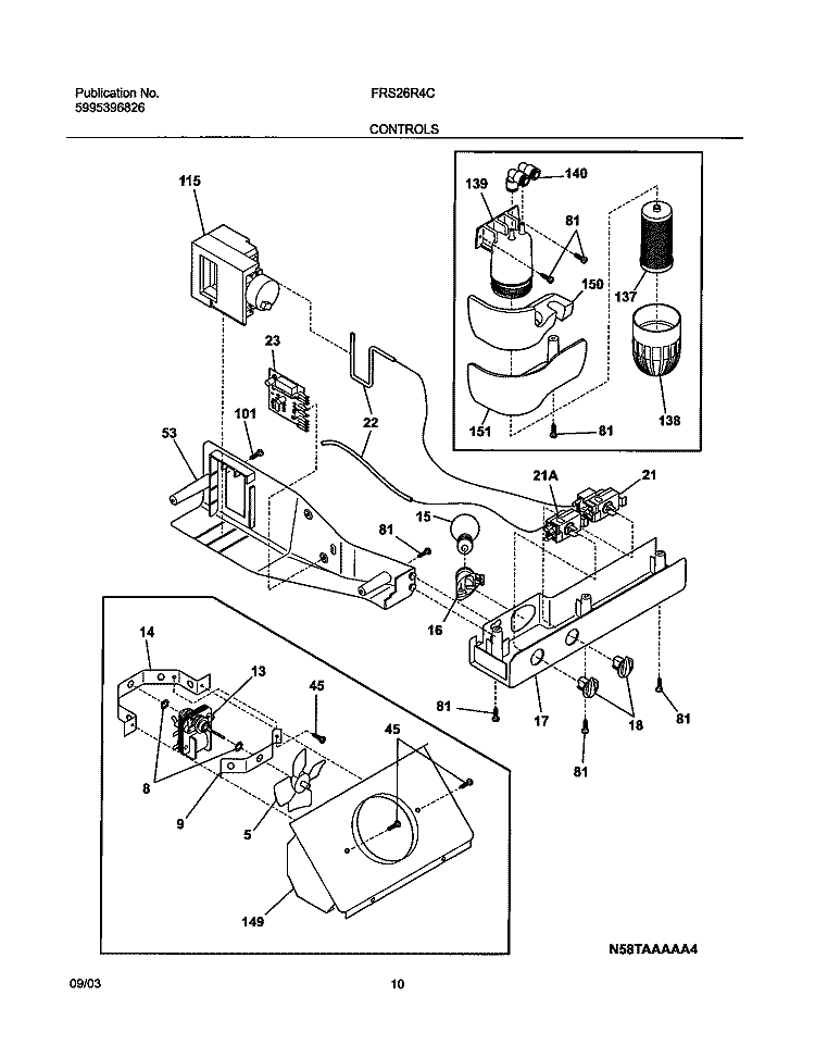 CONTROLS Diagram and Parts List for FRS26R4CB1  Frigidaire Refrigerator
