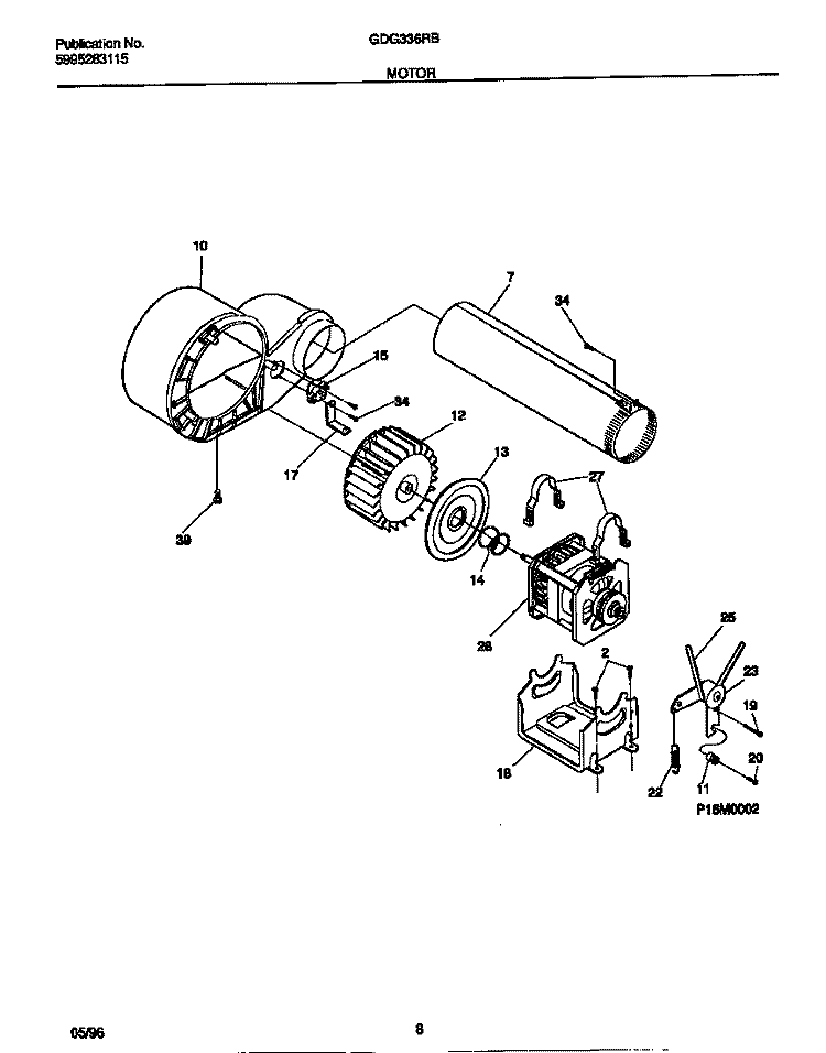 MOTOR Diagram and Parts List for GDG336RBW2  Gibson Dryer