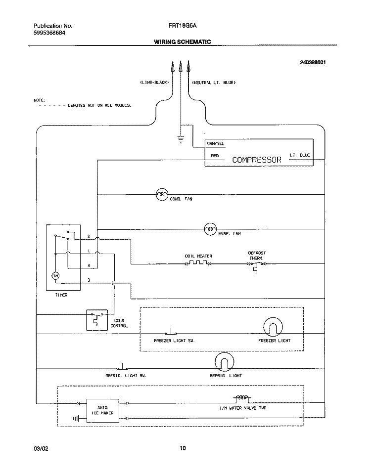 WIRING SCHEMATIC Diagram and Parts List for FRT18G5AQ1  Frigidaire Refrigerator