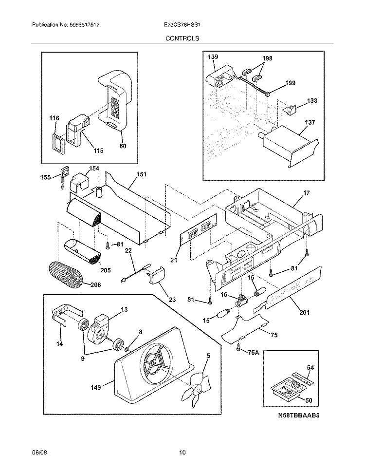 CONTROLS Diagram and Parts List for  Electrolux Refrigerator