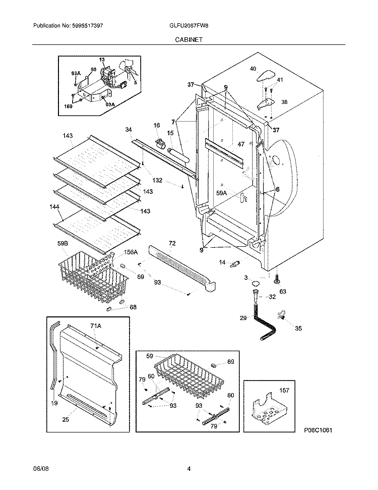 CABINET Diagram and Parts List for  Frigidaire Freezer