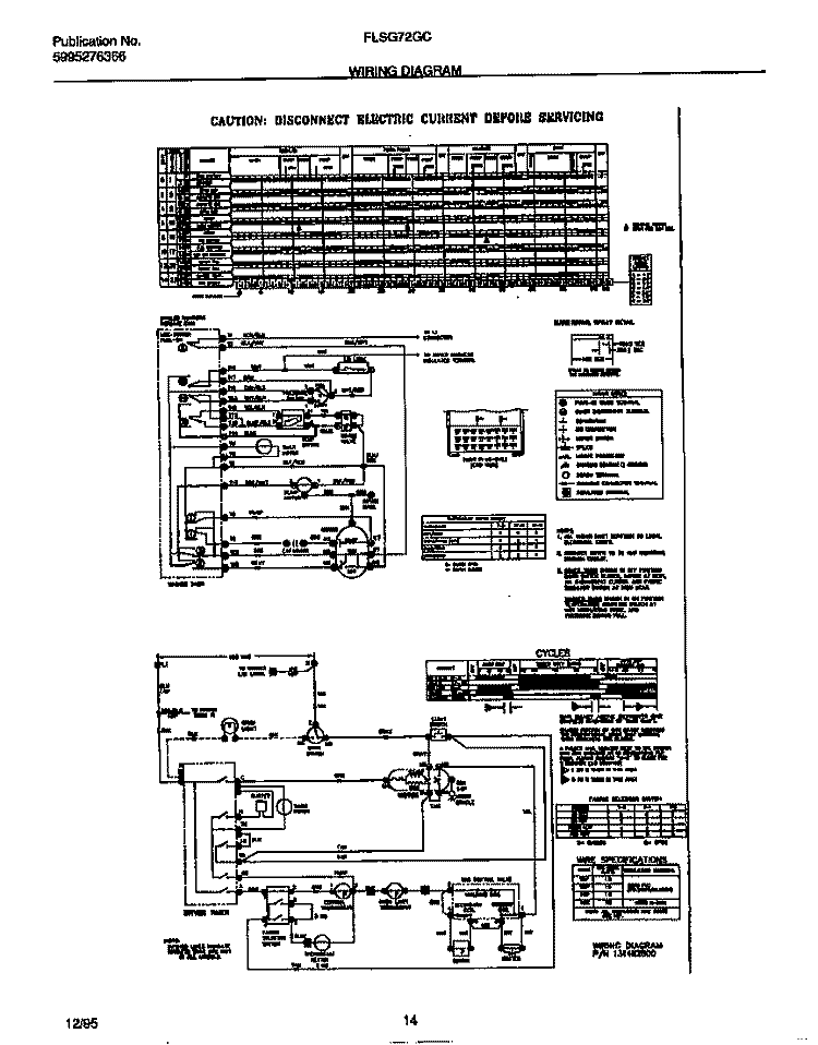 WIRING DIAGRAM Diagram and Parts List for  Frigidaire Washer Dryer Combo