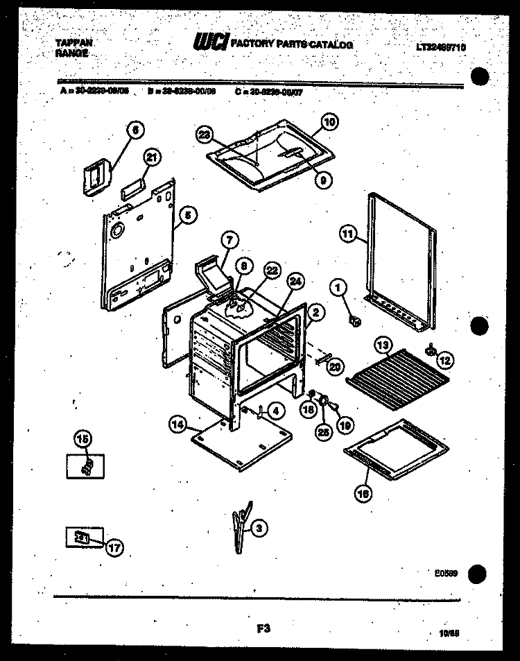 BODY PARTS Diagram and Parts List for  Tappan Range