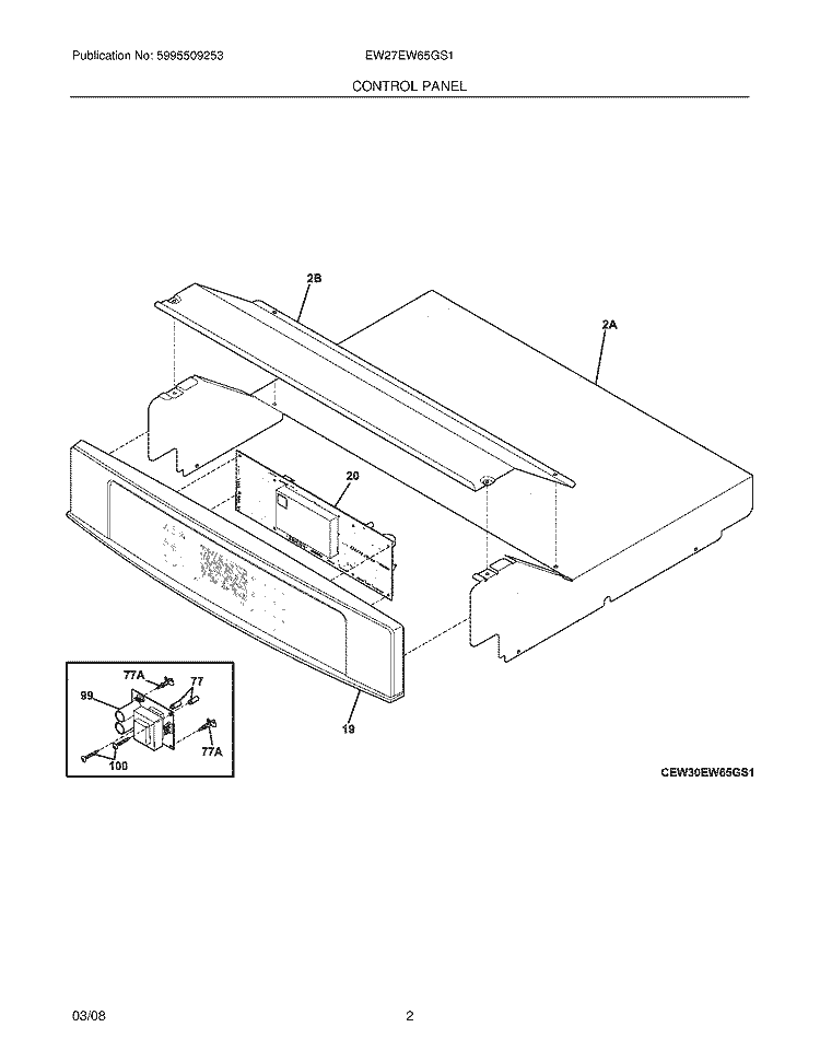 CONTROL PANEL Diagram and Parts List for  Electrolux Wall Oven