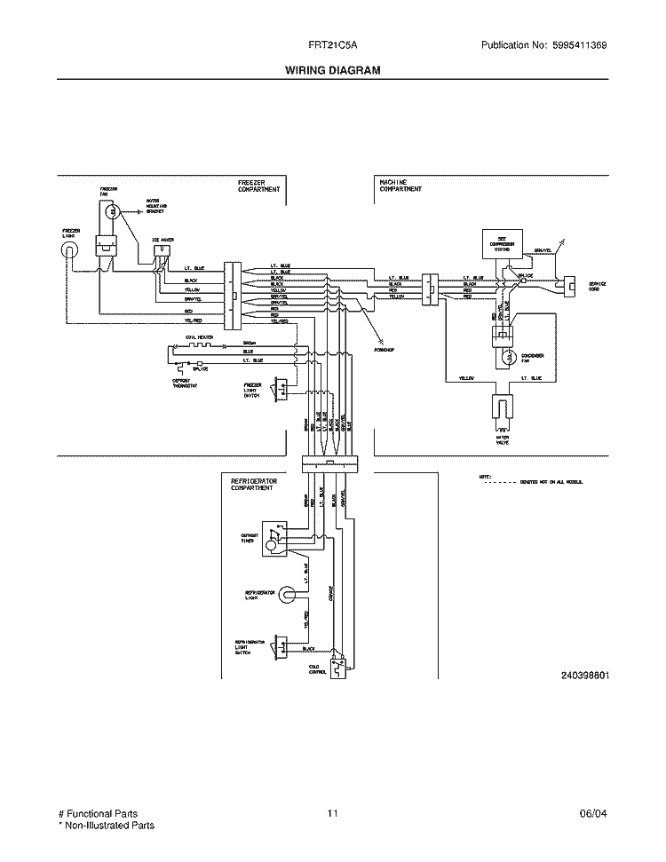 WIRING DIAGRAM Diagram and Parts List for  Frigidaire Refrigerator