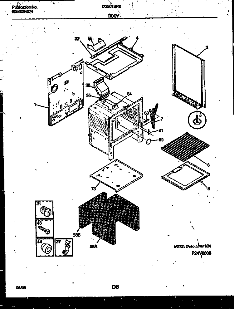 BODY PARTS Diagram and Parts List for  Frigidaire Range