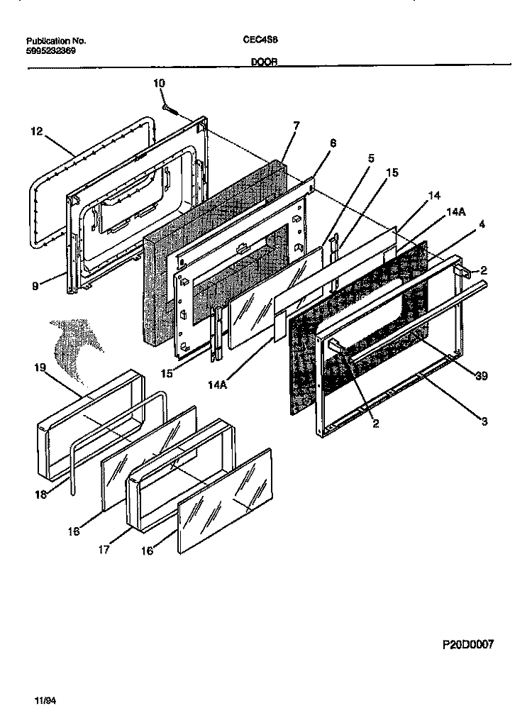 DOOR Diagram and Parts List for  Gibson Range