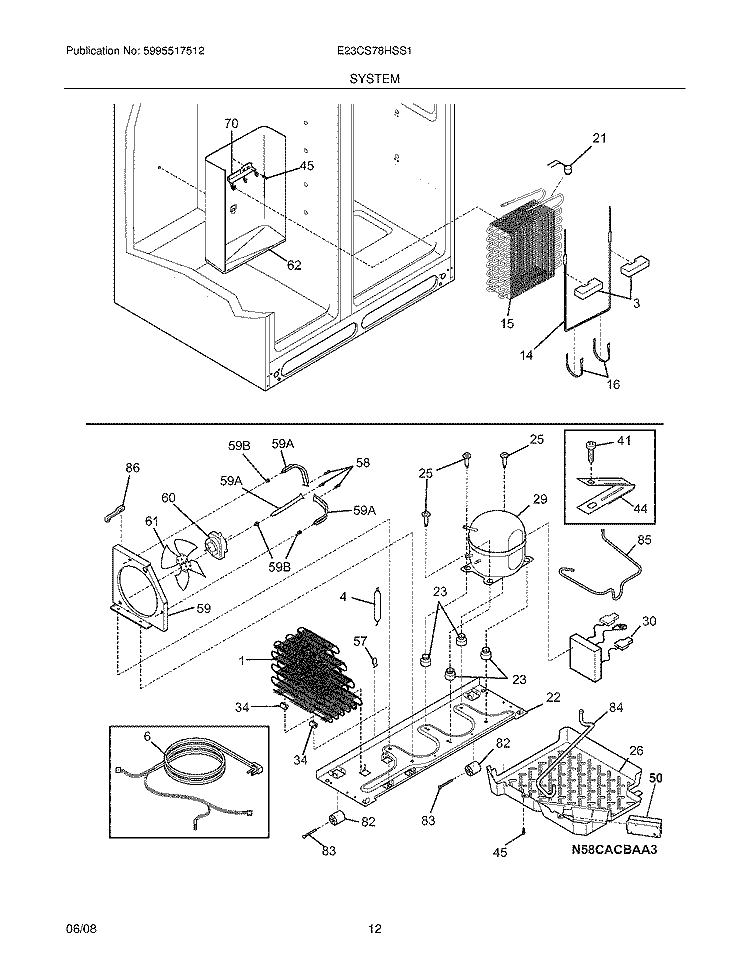 SYSTEM Diagram and Parts List for  Electrolux Refrigerator