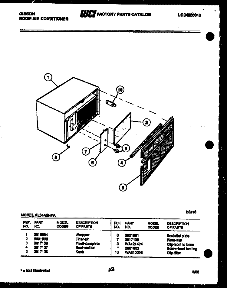 CABINET PARTS Diagram and Parts List for  Gibson Air Conditioner