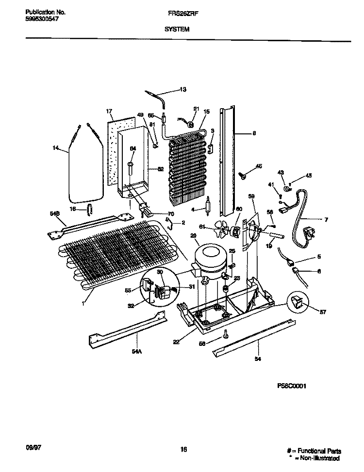 SYSTEM Diagram and Parts List for  Frigidaire Refrigerator