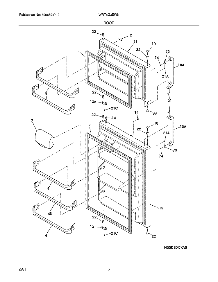 DOOR Diagram and Parts List for  Crosley Refrigerator