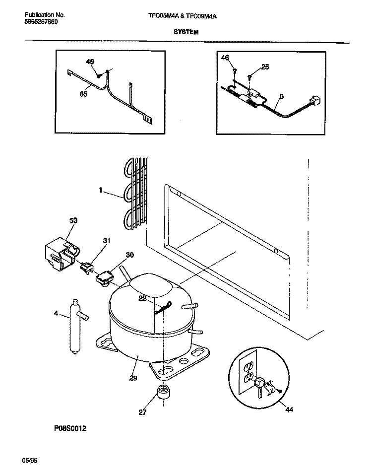 SYSTEM Diagram and Parts List for  Tappan Freezer