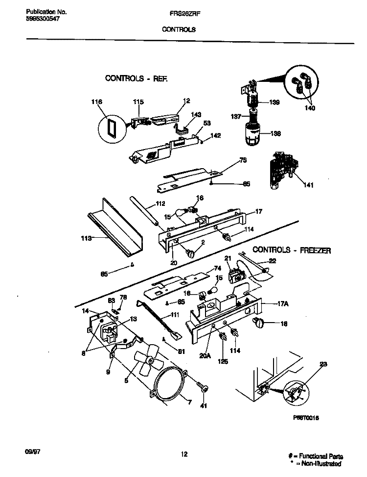 CONTROLS Diagram and Parts List for  Frigidaire Refrigerator