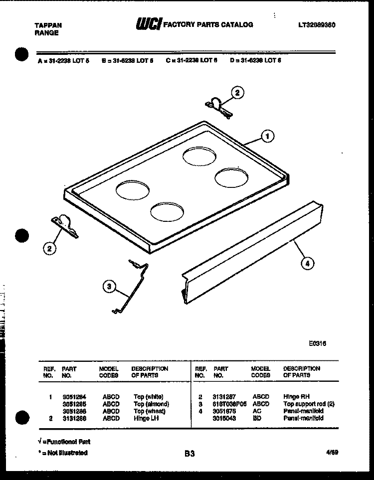 COOKTOP PARTS Diagram and Parts List for  Tappan Range