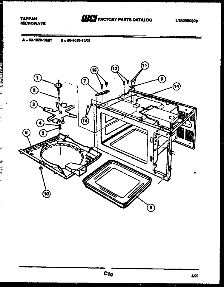 BODY PARTS Diagram and Parts List for  Tappan Microwave