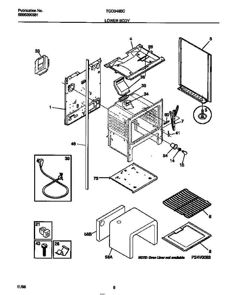 LOWER BODY Diagram and Parts List for  Tappan Range