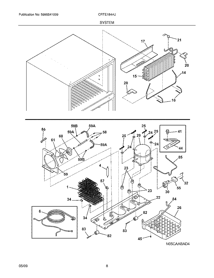 SYSTEM Diagram and Parts List for  Crosley Refrigerator
