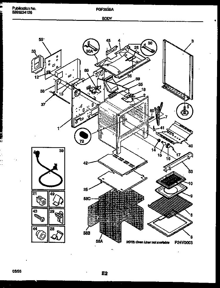 BODY PARTS Diagram and Parts List for  Frigidaire Range