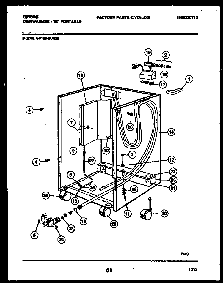 CABINET PARTS Diagram and Parts List for  Gibson Dishwasher