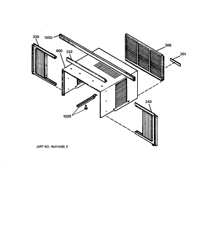 EXTERIOR PARTS Diagram and Parts List for AVP12AAW1  General Electric Air Conditioner