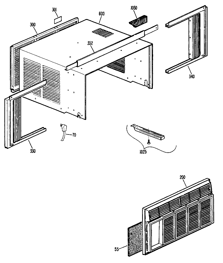 Section Diagram and Parts List for AVV18DBV2  General Electric Air Conditioner