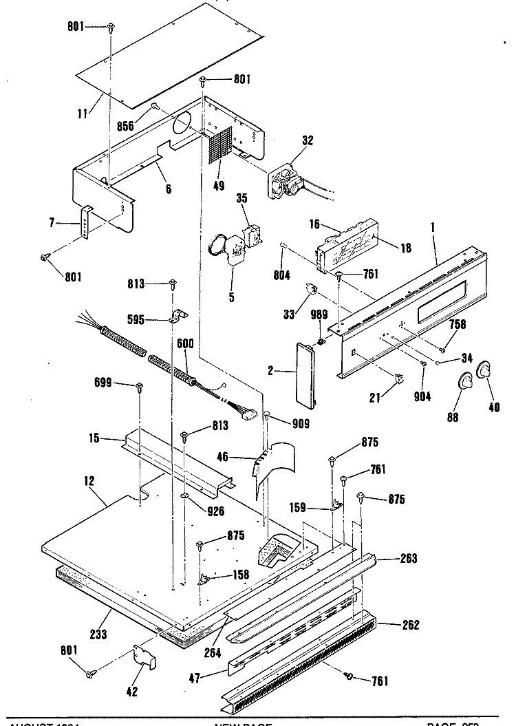 Section Diagram and Parts List for  General Electric Wall Oven