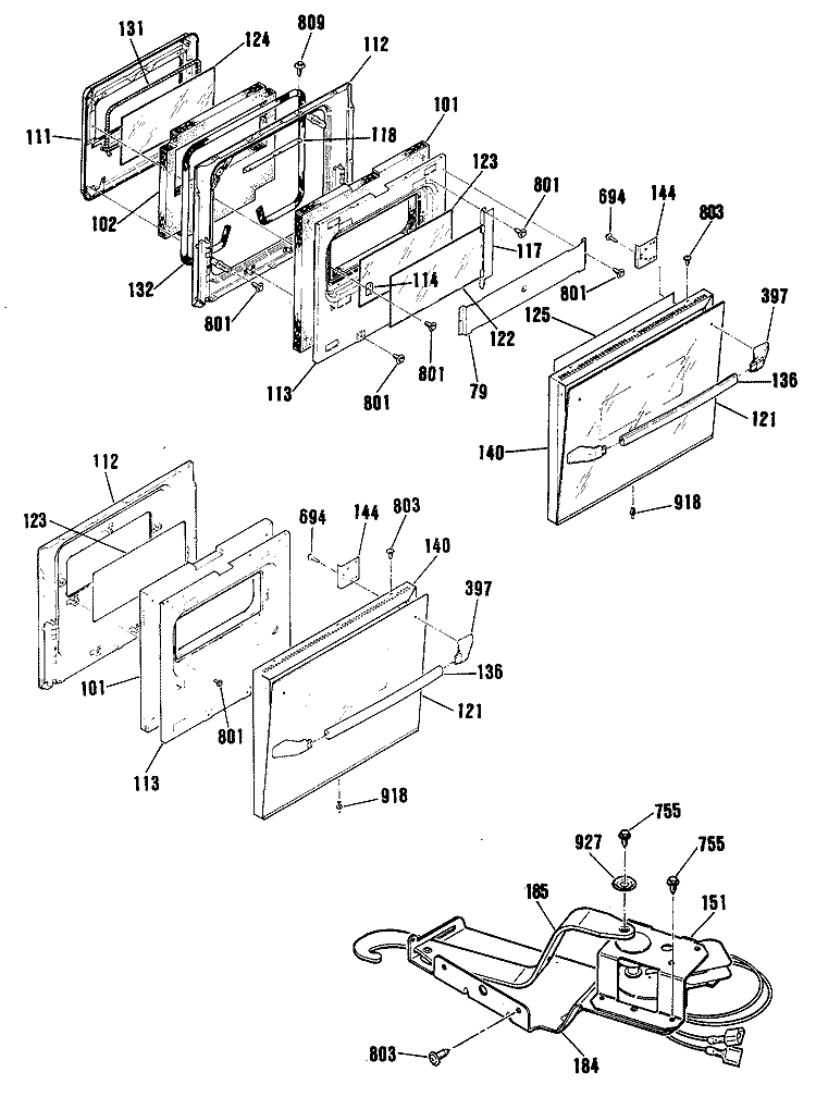 Section Diagram and Parts List for  General Electric Wall Oven