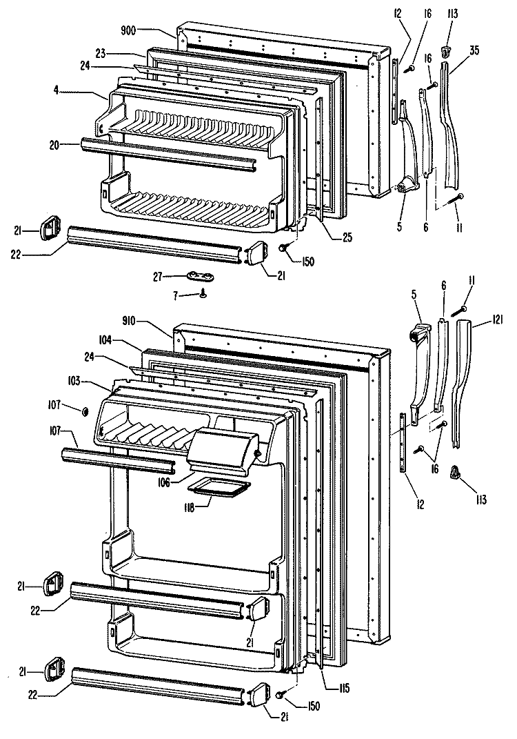 Section Diagram and Parts List for  Hotpoint Refrigerator