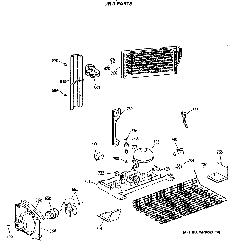 UNIT PARTS Diagram and Parts List for MTX21GASRRWW  General Electric Refrigerator
