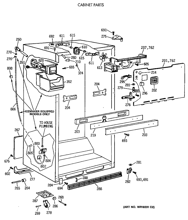 CABINET PARTS Diagram and Parts List for MTX21GAXBRWW  General Electric Refrigerator