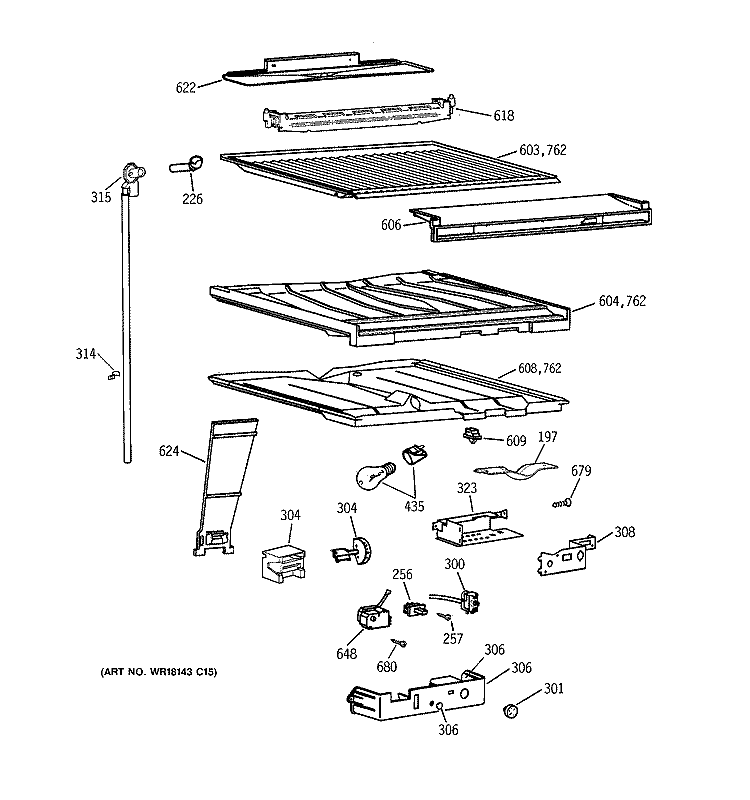COMPARTMENT SEPARATOR PARTS Diagram and Parts List for MTX21GAXFRWW  General Electric Refrigerator