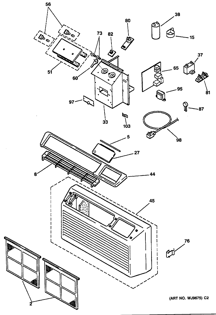 Section Diagram and Parts List for  General Electric Air Conditioner