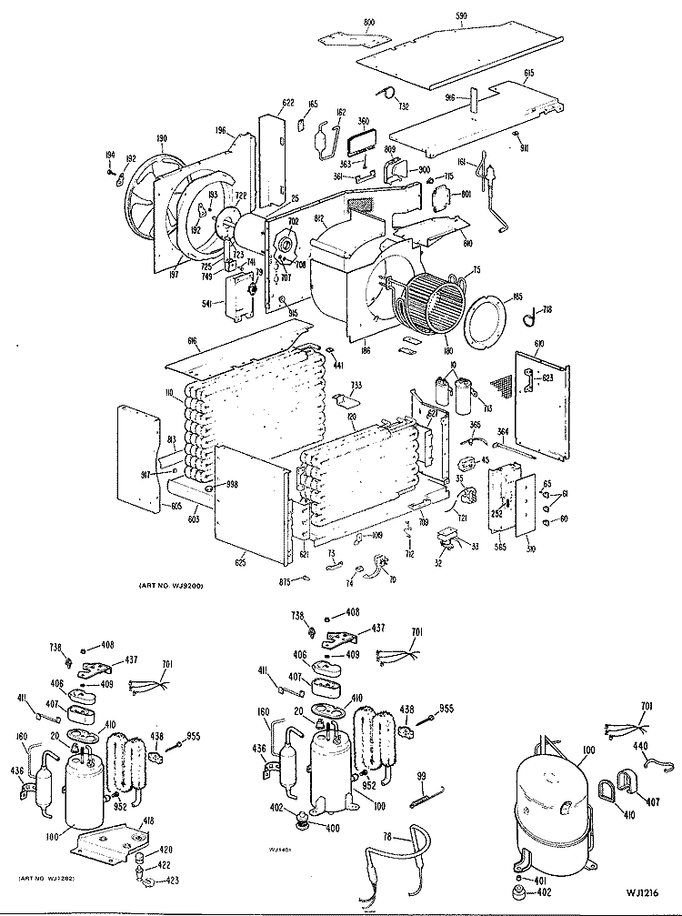 Section Diagram and Parts List for  General Electric Air Conditioner