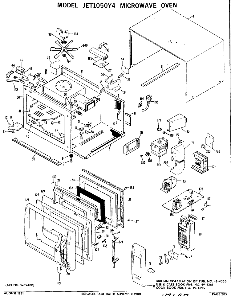 MICROWAVE OVEN Diagram and Parts List for  General Electric Microwave