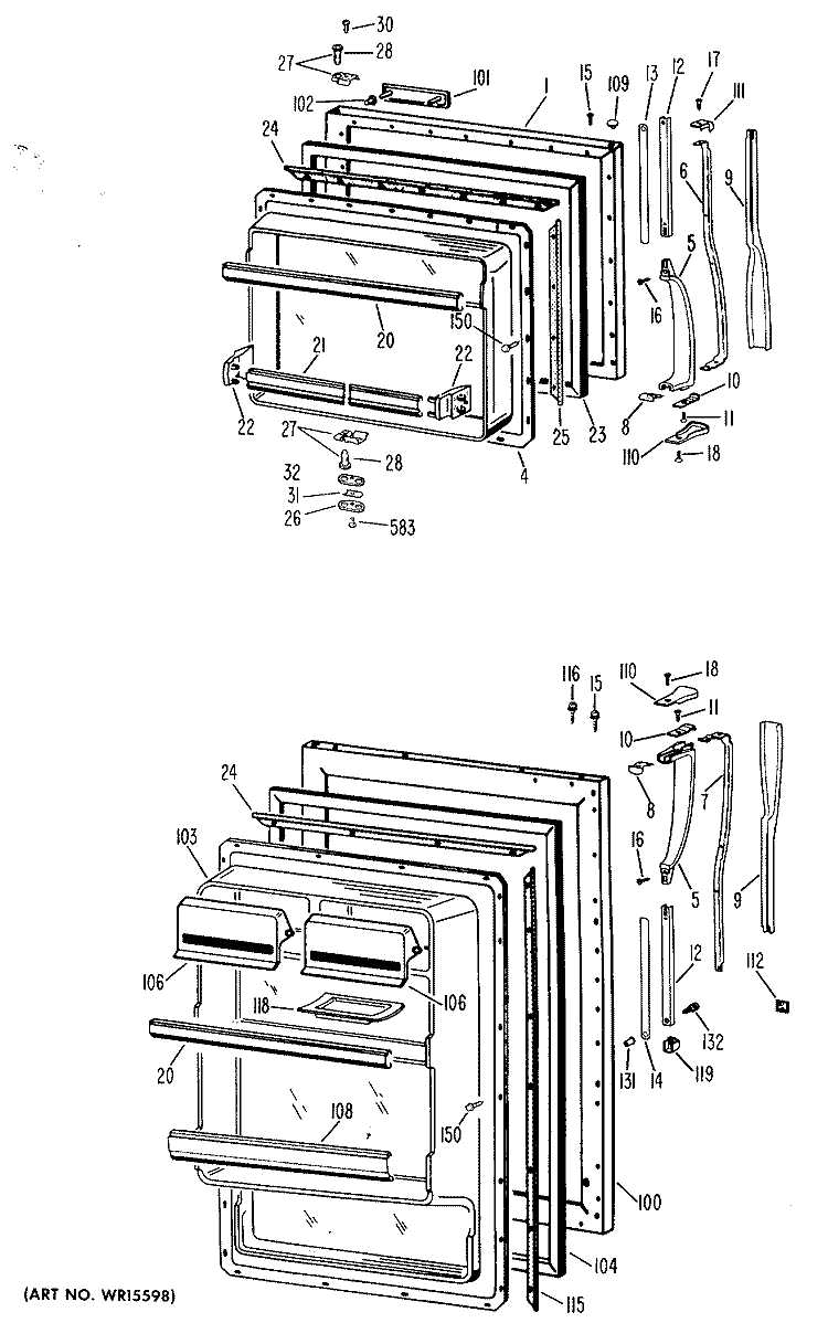 Section Diagram and Parts List for  General Electric Refrigerator