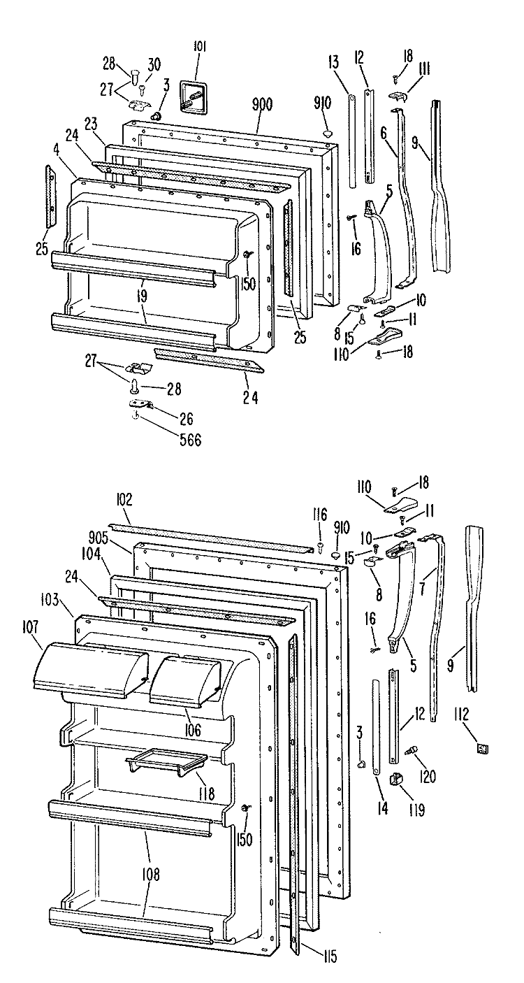 Section Diagram and Parts List for TBF17KCBR  General Electric Refrigerator