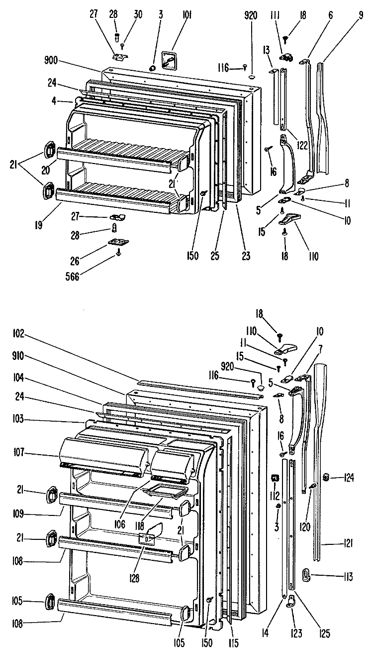 Section Diagram and Parts List for TBX18ZHCR  General Electric Refrigerator