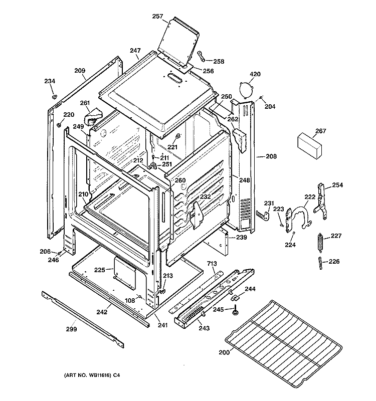 BODY PARTS Diagram and Parts List for  General Electric Range