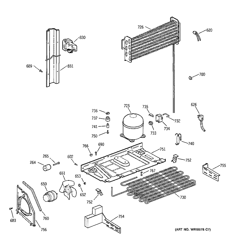 UNIT PARTS Diagram and Parts List for  Hotpoint Refrigerator