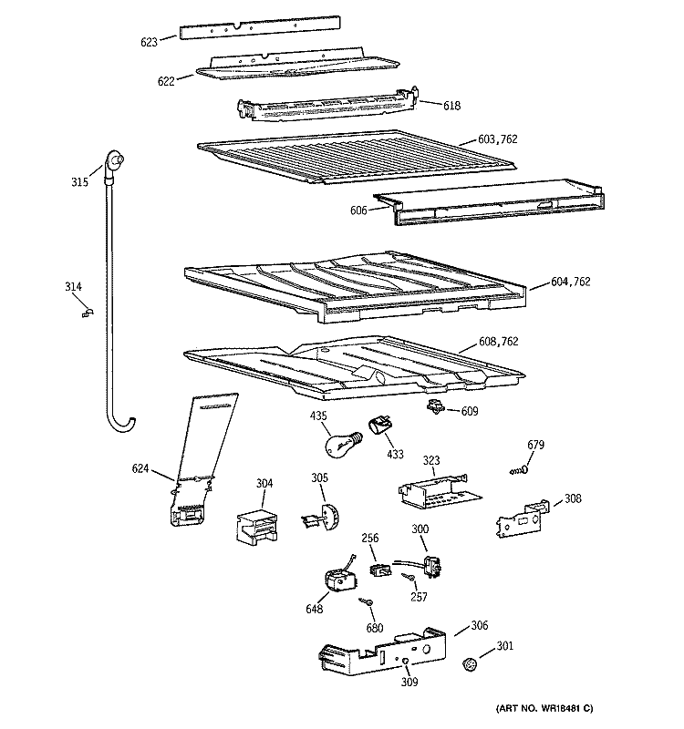 COMPARTMENT SEPARATOR PARTS Diagram and Parts List for  Hotpoint Refrigerator