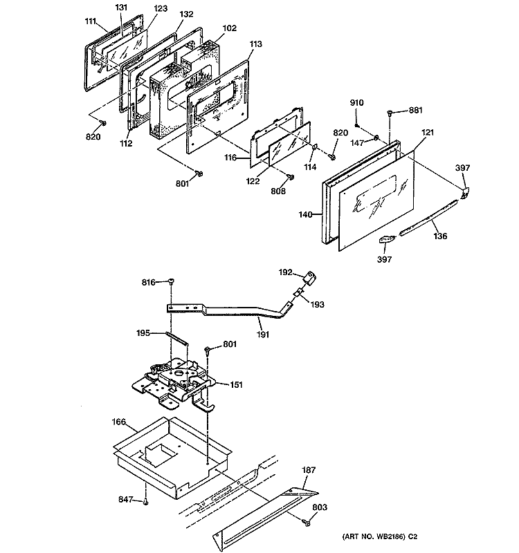Section Diagram and Parts List for  General Electric Range
