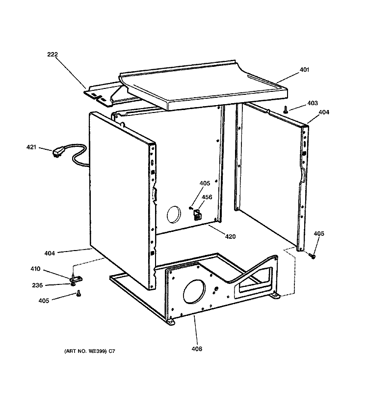 CABINET Diagram and Parts List for  General Electric Dryer